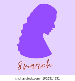 feolet postcard from March 8, girl profile