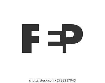 FEP Logo Design. Anfangsbuchstabe F E P fett Schriftstil für Tech-Startups, Beratung, Corporate Branding. Name des kreativen Unternehmens, Schlagzeilen, Typografie, trendige Logoart. Vektorgrafik.