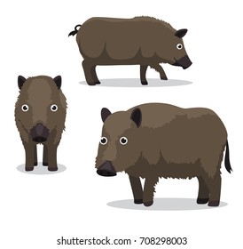 Feral Hog Cartoon Vector Illustration