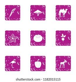 Feral icons set. Grunge set of 9 feral vector icons for web isolated on white background