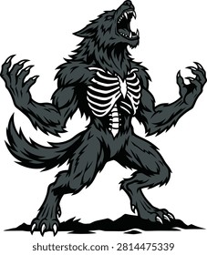 Feral wolf creature, undead beast design, monstrous entity.