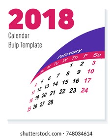 Ferbruary version. Unique Globe Calendar of 2018 design. Purple and red color