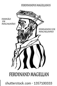 Ferdinand Magellan.The great Portuguese and Spanish explorer and discoverer. Vector image. svg