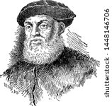 Ferdinand Magellan, vintage engraved illustration