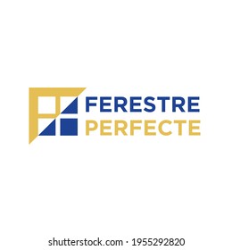 Ferestre Perfecte Flat Modern Minimalist Home Window Vector Logo Design Template