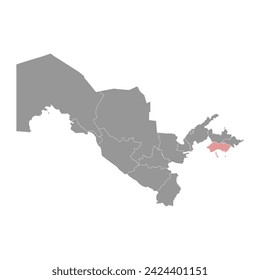 Fergana Region map, administrative division of Uzbekistan. Vector illustration.