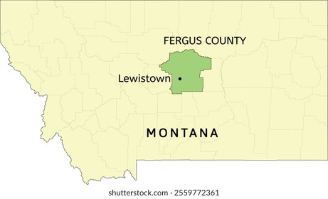 Fergus County and city of Lewistown location on Montana state map