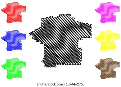Fergus County, Montana (U.S. county, United States of America, USA, U.S., US) map vector illustration, scribble sketch Fergus map