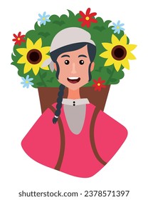 feria de las flores woman silletera vector isolated