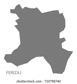 Ferizaj Kosovo district map grey illustration silhouette shape