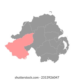 Mapa de Fermanagement y Omagh, distrito administrativo de Irlanda del Norte. Ilustración vectorial.