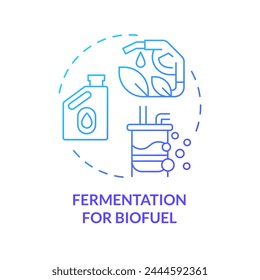 Fermentation for biofuel blue gradient concept icon. Bioethanol production. Organic materials refining. Round shape line illustration. Abstract idea. Graphic design. Easy to use in article, blog post