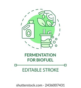 Fermentation for biofuel green concept icon. Bioethanol production. Organic materials refining. Round shape line illustration. Abstract idea. Graphic design. Easy to use in article, blog post