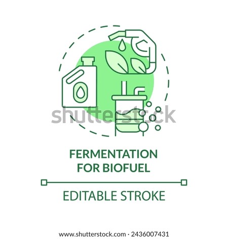 Fermentation for biofuel green concept icon. Bioethanol production. Organic materials refining. Round shape line illustration. Abstract idea. Graphic design. Easy to use in article, blog post