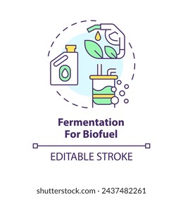 Fermentation for biofuel multi color concept icon. Bioethanol production. Organic materials refining. Round shape line illustration. Abstract idea. Graphic design. Easy to use in article, blog post