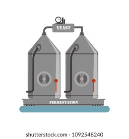 Fermentation equipment, winery production process vector Illustration on a white background