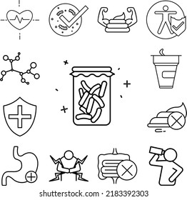 Fermentation healthy intestinal concept line icon in a collection with other items