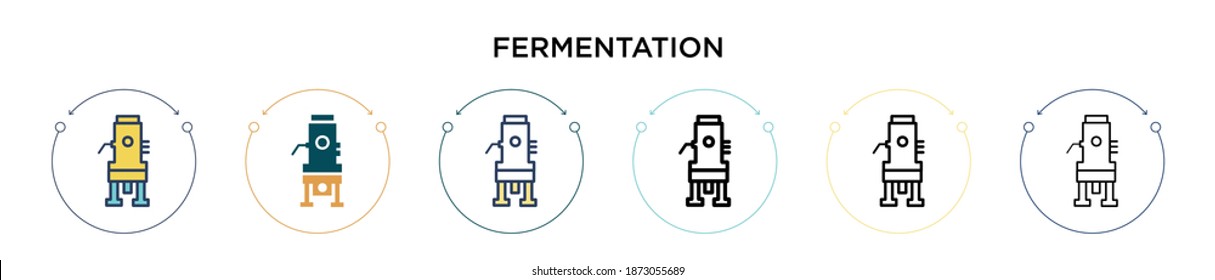 Fermentation icon in filled, thin line, outline and stroke style. Vector illustration of two colored and black fermentation vector icons designs can be used for mobile, ui, web