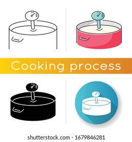 Fermentation icon. Linear black and RGB color styles. Cheesemaking process, dairy product manufacturing method. Cheese production technique, caseiculture. isolated vector illustrations