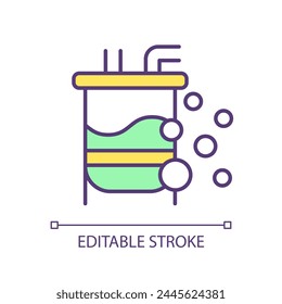 Fermentation liquid tank RGB color icon. Bioreactor filtration, bioprocessing. Biotechnological process, chemistry. Isolated vector illustration. Simple filled line drawing. Editable stroke