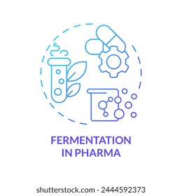 Fermentation in pharma blue gradient concept icon. Pharmaceutical industry, antibiotics production. Round shape line illustration. Abstract idea. Graphic design. Easy to use in article, blog post