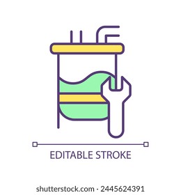 Fermentation process regulation RGB color icon. Organic materials bioprocessing. Microorganisms cultivation, bioreactor. Isolated vector illustration. Simple filled line drawing. Editable stroke