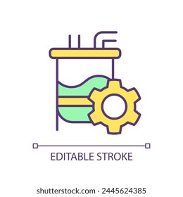 Fermentation process RGB color icon. Biotechnological process. Liquid storage system. Microorganisms cultivation. Isolated vector illustration. Simple filled line drawing. Editable stroke