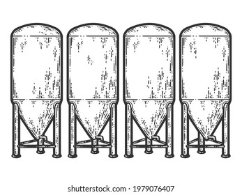 Fermentation tank for beer. Sketch scratch board imitation color.