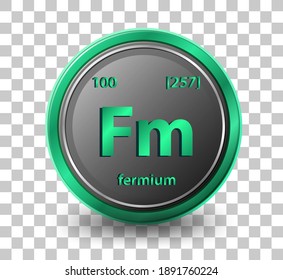 Fermium chemical element. Chemical symbol with atomic number and atomic mass. illustration