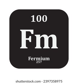 Fermium chemistry icon,chemical element in the periodic table