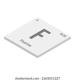 Fermio, Fm, Ilustración isométrica gris 3D del elemento de tabla periódica con nombre, símbolo, número atómico y peso. Elemento radiactivo sintético con usos potenciales en la investigación científica y nuclear