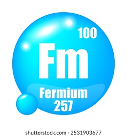 Fermium icon. Fm chemical element. Atomic number 100. Mass 257.