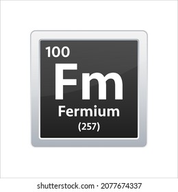 Fermium symbol. Chemical element of the periodic table. Vector stock illustration.