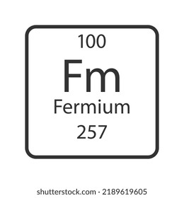 Fermium symbol. Chemical element of the periodic table. Vector illustration.