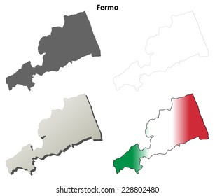 Fermo blank detailed outline map set