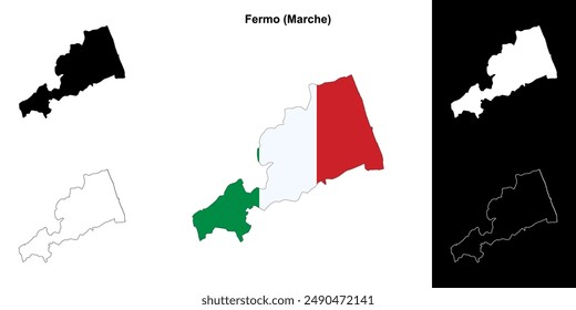 Fermo Provinz Gliederung Karte Set