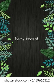 Fern forest on blackboard background vector for decoration for spring season.