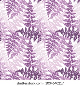 Fern frond herbs, tropical forest plant leaves seamless vector wrapping paper. Trendy herbal pattern. Forest bush plant, jungle leaves tropical fern grass herb seamless background.