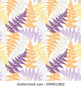 Fern frond herbs, tropical forest plant leaves seamless vector wrapping paper. Elegant herbal pattern. Forest growing plant jungle leaves tropical fern grass herb seamless background.