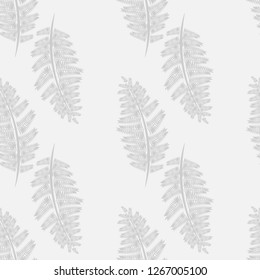 fern frond silhouettes on gray background seamless pattern. Floral print.