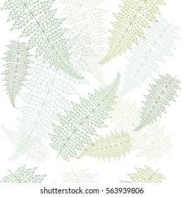 Fern frond silhouettes seamless pattern. Vector illustration