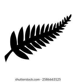 Fern glyph icon. Simple solid style. Leaf, logo, nz, kiwi, maori, silhouette, bird, sign, new zealand symbol concept design. Vector illustration isolated on white background. EPS 10