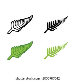 Fern Icon In Different Style. Color, Outline, Solid. Leaf, Logo, Nz, Kiwi, Maori, Silhouette, Bird, Sign, New Zealand Symbol Concept Design. Vector Illustration Isolated On White Background. EPS 10