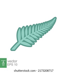 Fern Icon. Simple Filled Outline Style. Leaf, Logo, Nz, Kiwi, Maori, Silhouette, Bird, Sign, New Zealand Symbol Concept Design. Vector Illustration Isolated On White Background. EPS 10