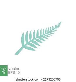 Fern Icon. Simple Flat Style. Leaf, Logo, Nz, Kiwi, Maori, Silhouette, Bird, Sign, New Zealand Symbol Concept Design. Vector Illustration Isolated On White Background. EPS 10