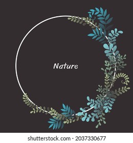 Fern, ivy and weed wreath frame vector for decoration on tropical forest and nature concept.