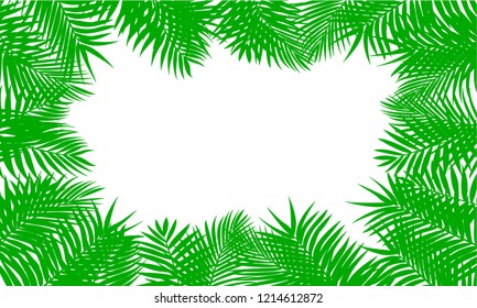 Fern leaf background. Green square frame on tropical leaves, fern plant – stock vector