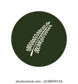 Fern Leaf Botanical Icon - Elegant Line Vector