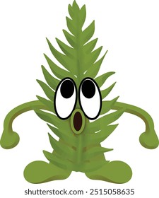 fern leaf mascot looking up in amazement