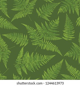 Fern leaf pattern drawing. Floral light green background for textile, fabric, wallpapers, covers, print, decoupage, gift wrap. Forest pacifying ornament